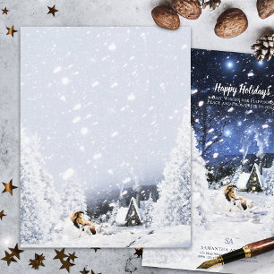 Sable Collie & Lambs, Snowy Christmas - Stationery