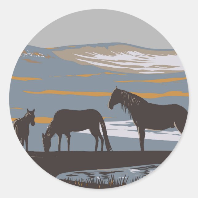Sable Island Horse Classic Round Sticker (Front)