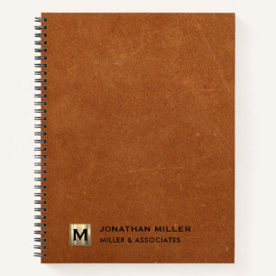 Sable Leather Luxury Gold Initial Logo Notebook