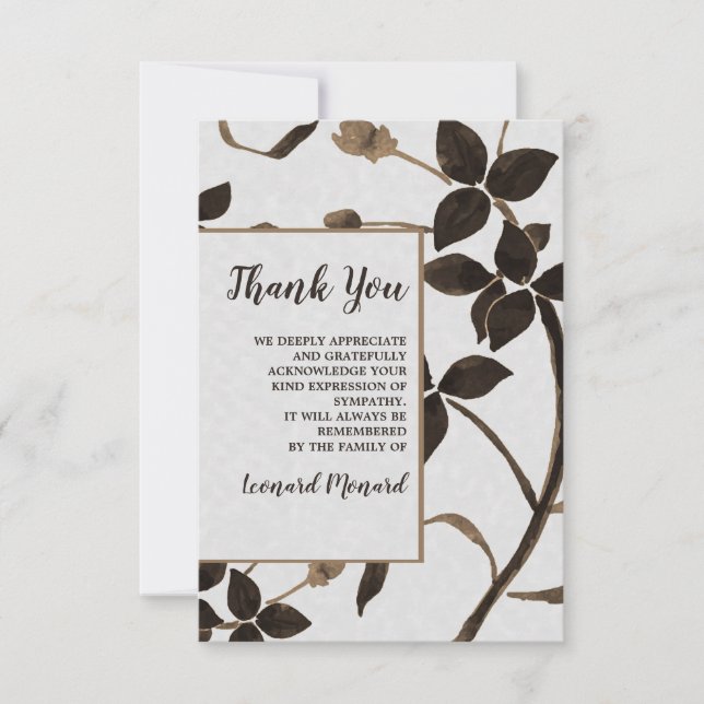 Sable Leaves Funeral Thank You Cards (Front)