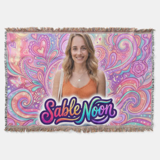 Sable Noon Beauty Pose #1 With Colourful Backgroun Throw Blanket