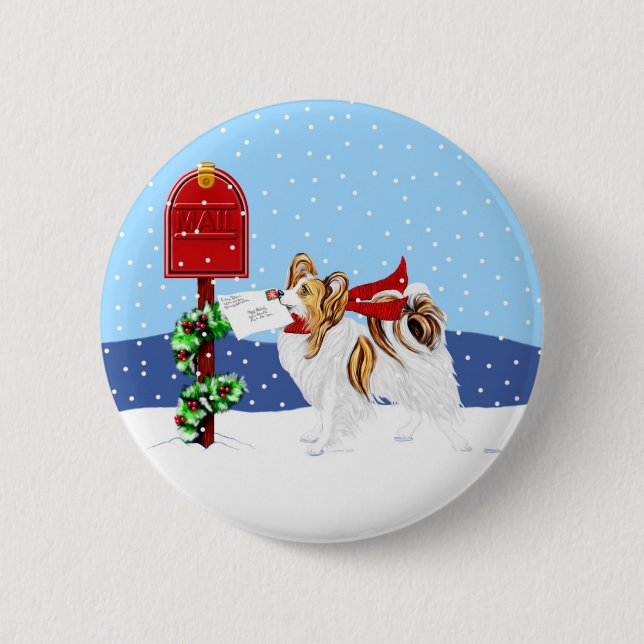 Sable Papillon Christmas Mail 6 Cm Round Badge (Front)