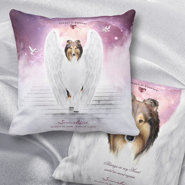 Sable Rough Collie Angel Dog Heaven - Pet Memorial Cushion (Creator Uploaded)