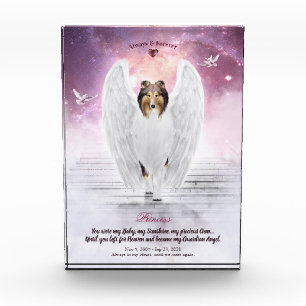 Sable Rough Collie Angel in Heaven - Pet Memorial Photo Block