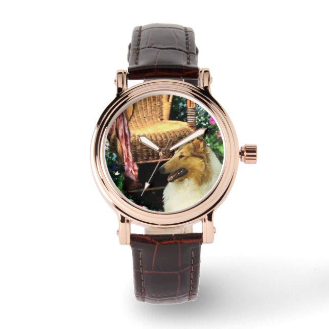 Sable Rough Collie Art Watch (Front)