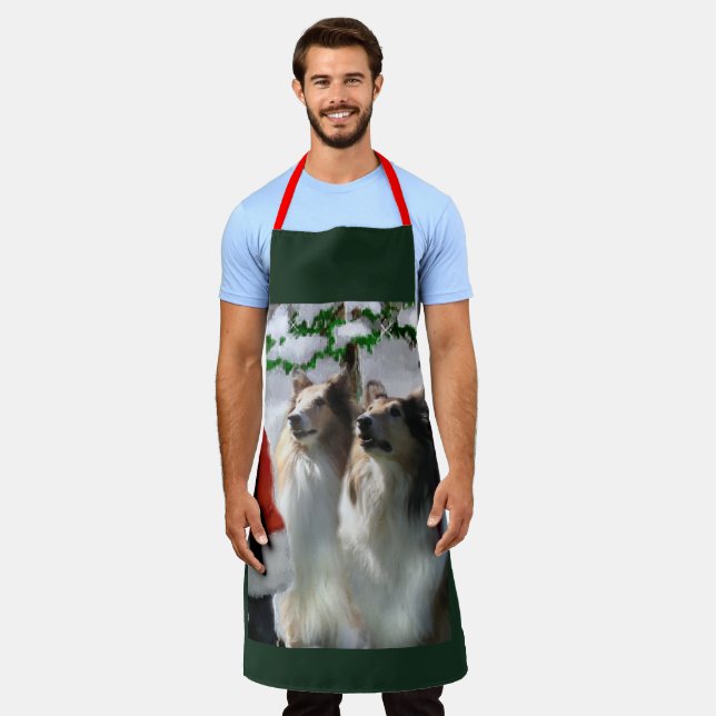 Sable Rough Collie Christmas Gifts Apron (Worn)