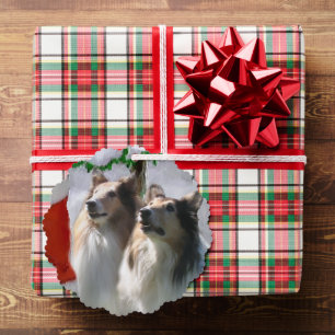 Sable Rough Collie Christmas Gifts Tree Decoration Card