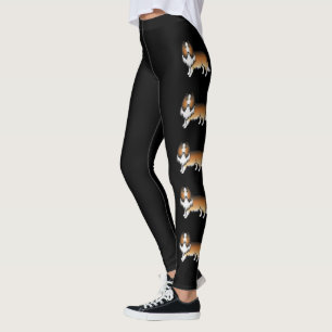 Sable Rough Collie Cute Cartoon Dogs Leggings