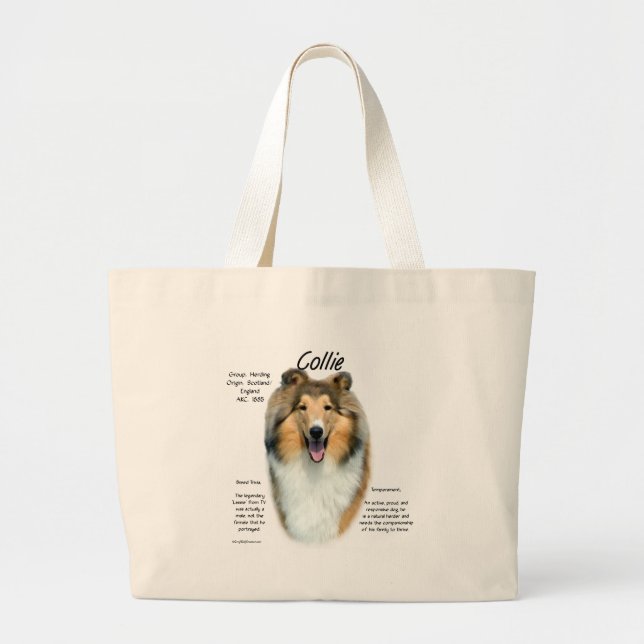 Sable Rough Collie Meet the Breed Large Tote Bag (Front)