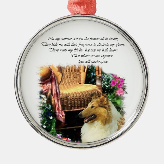 Sable Rough Collie Where Love Grows Metal Ornament (Front)