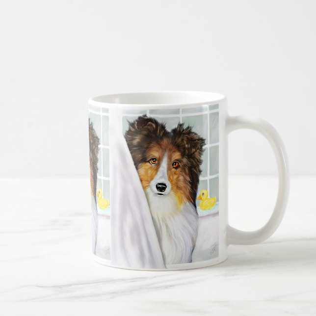 Sable Sheltie Bath Coffee Mug (Right)