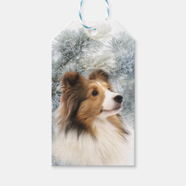 Sable Sheltie Christmas Gift Tags (Front)