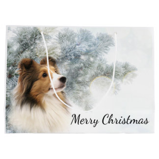 Sable Sheltie Christmas Large Gift Bag