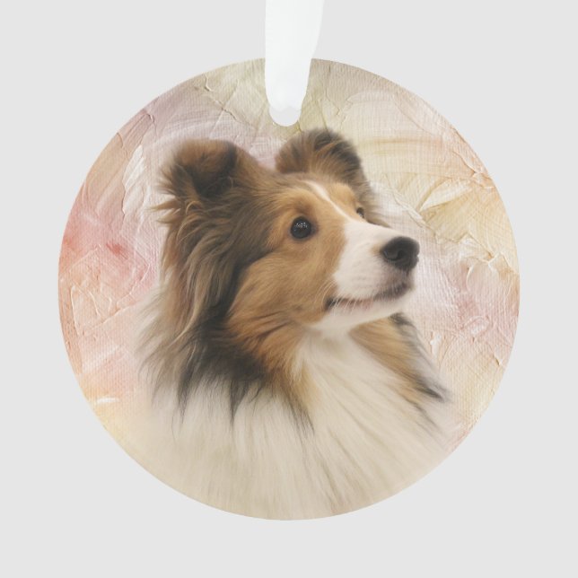 Sable Sheltie face Ornament (Front)