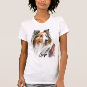 Sable Sheltie Painting Personalised T-Shirt