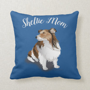 Sable Sheltie Sitting Pretty Blue Cushion