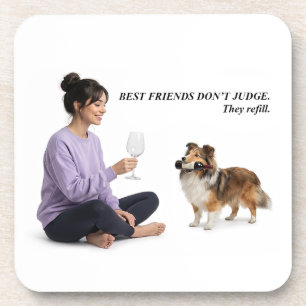 Sable Sheltie Wine Best Friend Coaster