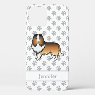 Sable Shetland Sheepdog Cartoon Dog & Name iPhone 12 Case