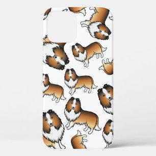 Sable Shetland Sheepdog Cartoon Dog Pattern iPhone 12 Case
