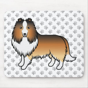 Sable Shetland Sheepdog Cartoon Dog & Paws Mouse Pad