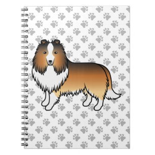 Sable Shetland Sheepdog Cartoon Dog & Paws Notebook