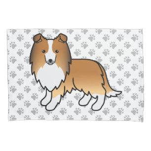 Sable Shetland Sheepdog Cartoon Dog & Paws Pillowcase