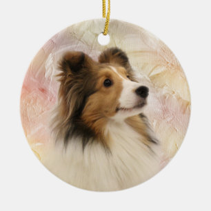 Sable Shetland Sheepdog Ceramic Tree Decoration