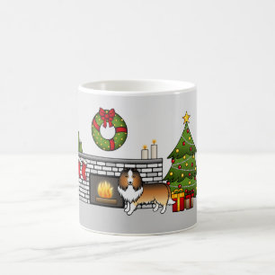 Sable Shetland Sheepdog Dog In A Christmas Room Coffee Mug