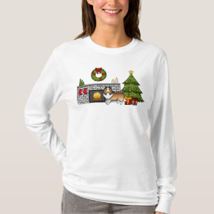 Sable Shetland Sheepdog Dog In A Christmas Room T-Shirt