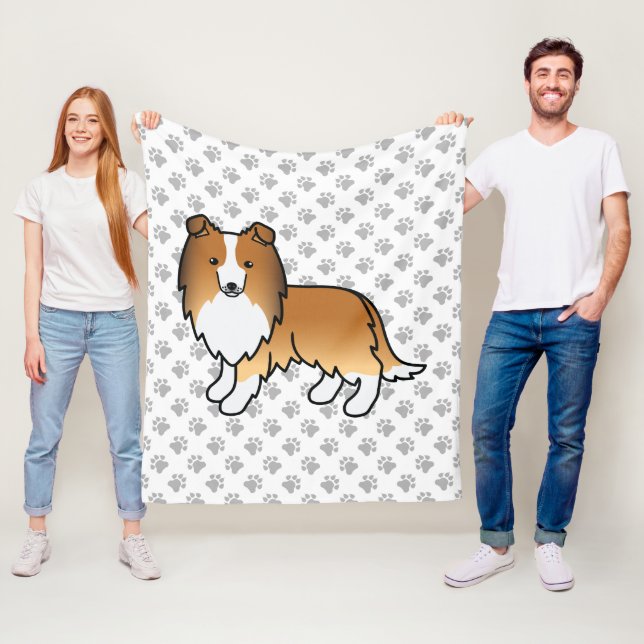 Sable Shetland Sheepdog Sheltie Cartoon Dog Fleece Blanket (In Situ)