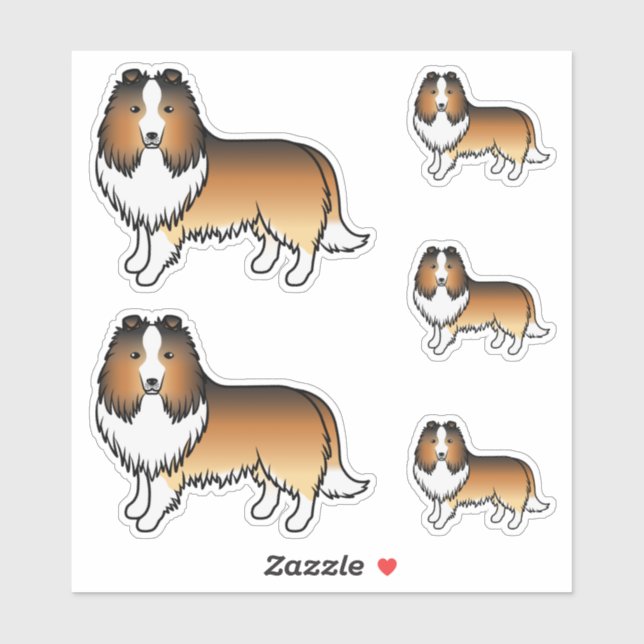 Sable Shetland Sheepdog Sheltie Cartoon Dogs (Sheet)