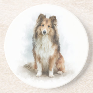 Sable Shetland Sheepdog Watercolor Art Coaster
