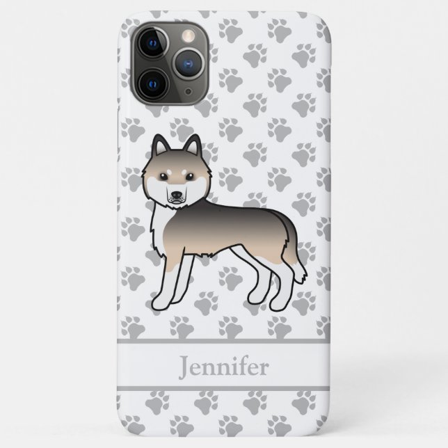 Sable Siberian Husky Cartoon Dog & Name Case-Mate iPhone Case (Back)