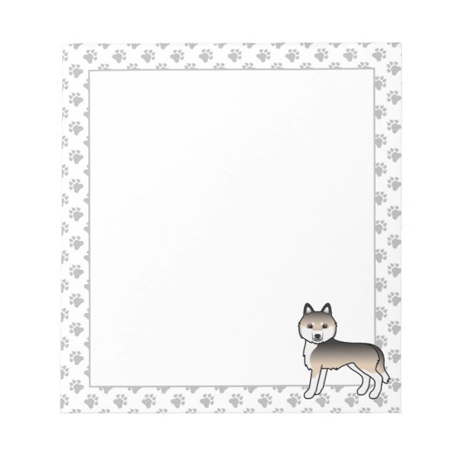 Sable Siberian Husky Cute Cartoon Dog Notepad (Front)