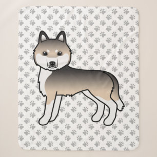 Sable Siberian Husky Cute Cartoon Dog Sherpa Blanket