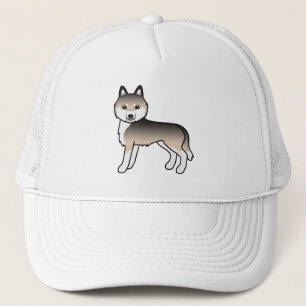 Sable Siberian Husky Cute Cartoon Dog Trucker Hat