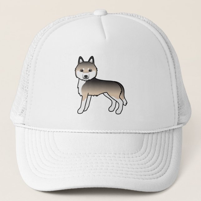 Sable Siberian Husky Cute Cartoon Dog Trucker Hat (Front)
