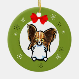 Sable White Papillon Christmas Classic Ceramic Tree Decoration