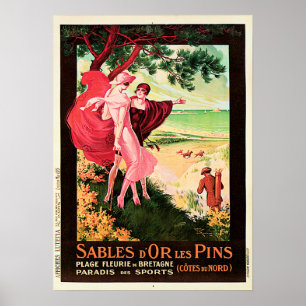 Sables d'Or les Pins Seaside Resort French Travel Poster