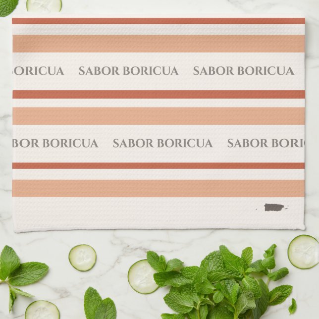 Sabor Boricua Stripe Kitchen Towel (Folded)