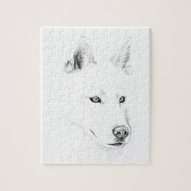 Sabre A Siberian Husky Drawing Art Blue Eyes Jigsaw Puzzle (Vertical)