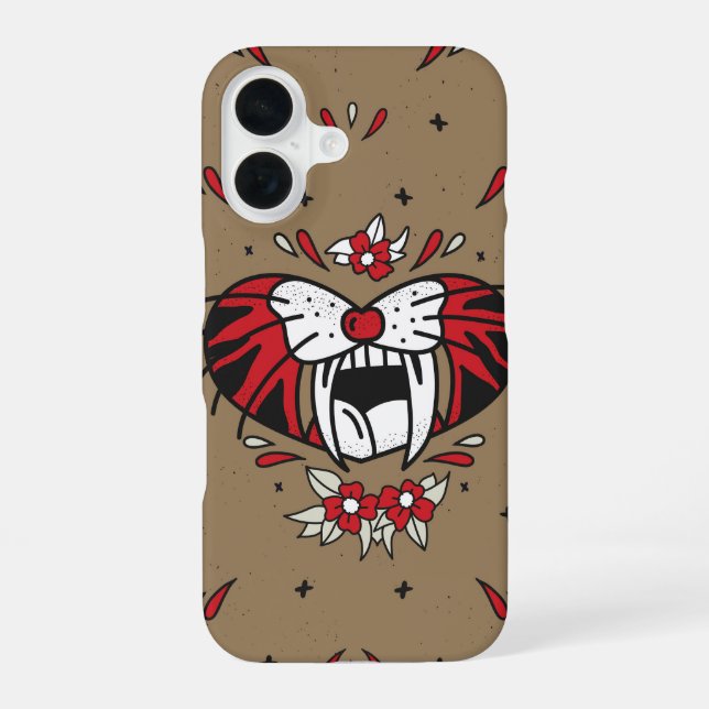 Sabre Heart Tiger iPhone 16 Case (Back)