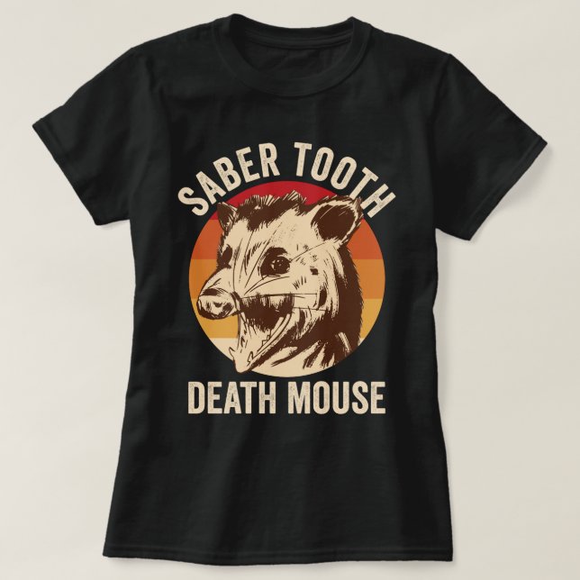 Sabre Tooth Death Mouse T-Shirt (Design Front)