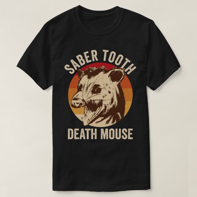 Sabre Tooth Death Mouse T-Shirt (Design Front)