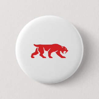 Sabre Tooth Tiger Cat Silhouette Retro 6 Cm Round Badge