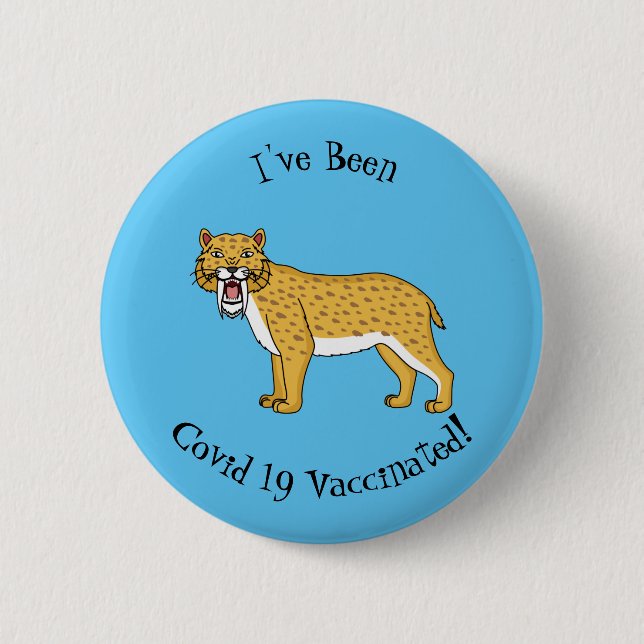 Sabre-toothed tiger illustration 6 cm round badge (Front)