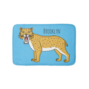Sabre-toothed tiger illustration  bath mat
