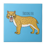 Sabre-toothed tiger illustration ceramic tile<br><div class="desc">From the ice age. A ferocious sabre-toothed tiger illustration.</div>