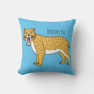 Sabre-toothed tiger illustration cushion