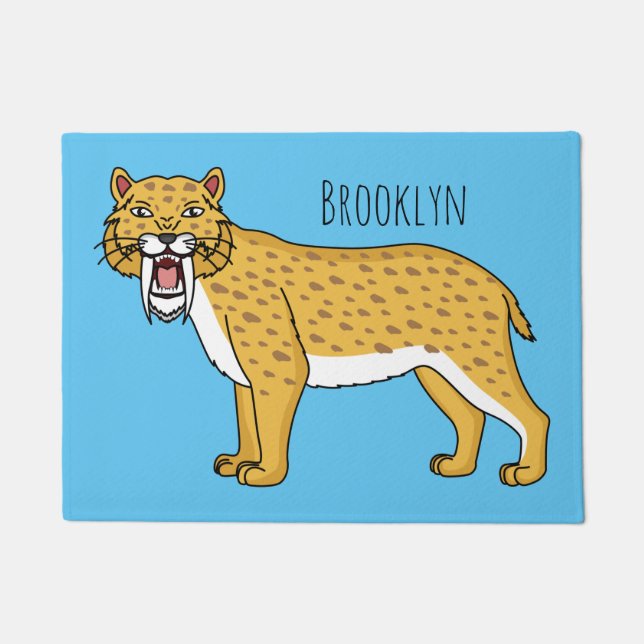 Sabre-toothed tiger illustration doormat (Front)
